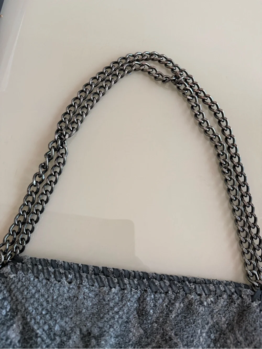 Chico's Gray Snake Embossed-Print Chain-Trim Tote